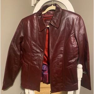 Genuine Leather Deep Red Zippered Jacket
